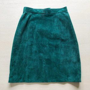 Vintage Suede Emerald Green High-Waisted Skirt